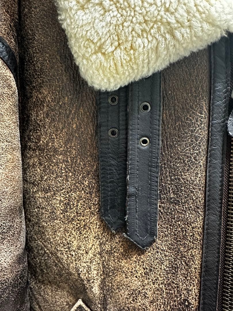 人気✨90's リアルムートン　B-3 シープスキン　レザージャケット　ブラウン
