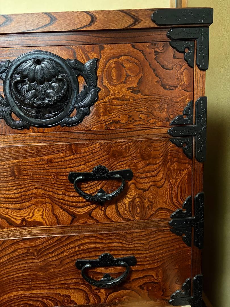 岩谷堂箪笥 アンティーク民芸品 収納箪笥 チェスト 整理ダンス鍵あり民芸家具