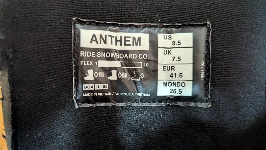 RIDE ANTHEM 24/25モデルスノーボードブーツ 26.5 ブラック