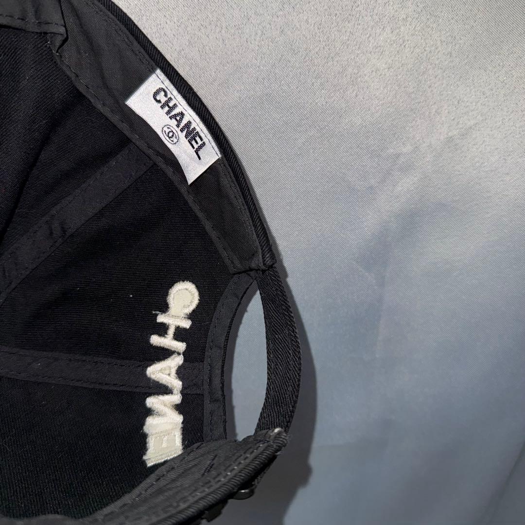 80〜90s vintage CHANEL ロゴキャプ　ブラック　黒　当時モノ