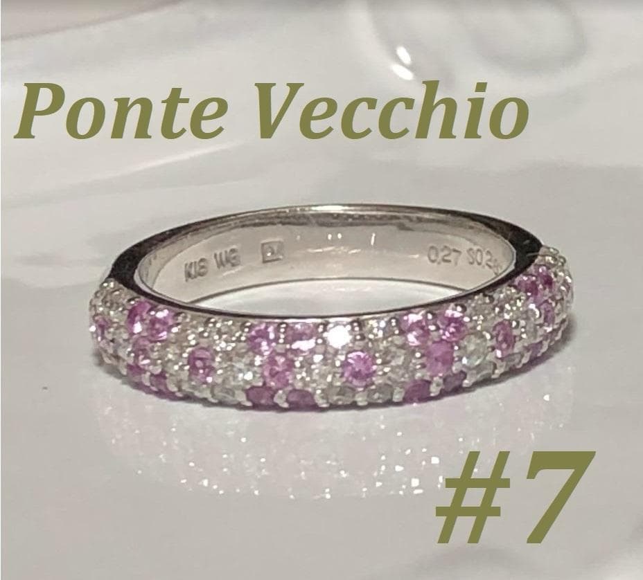 m*読様 ポンテヴェキオ　K18 WG　ダイヤ＆ピンクサファイア　フラワー　リン