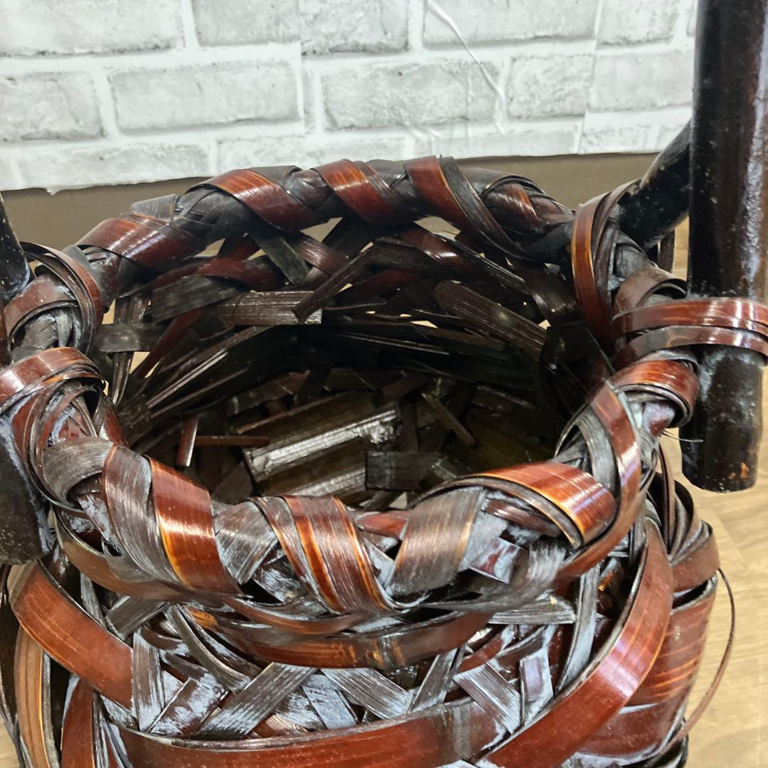 B-壁 竹編み 花瓶 籠 伝統工芸 手編み インテリア 銘入り 和風 花入れ