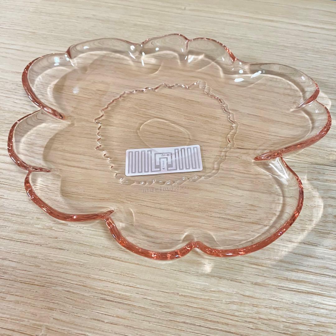 【新品未使用】マリメッコ　marimekko ウニッコ　ガラス　プレート　皿　桜