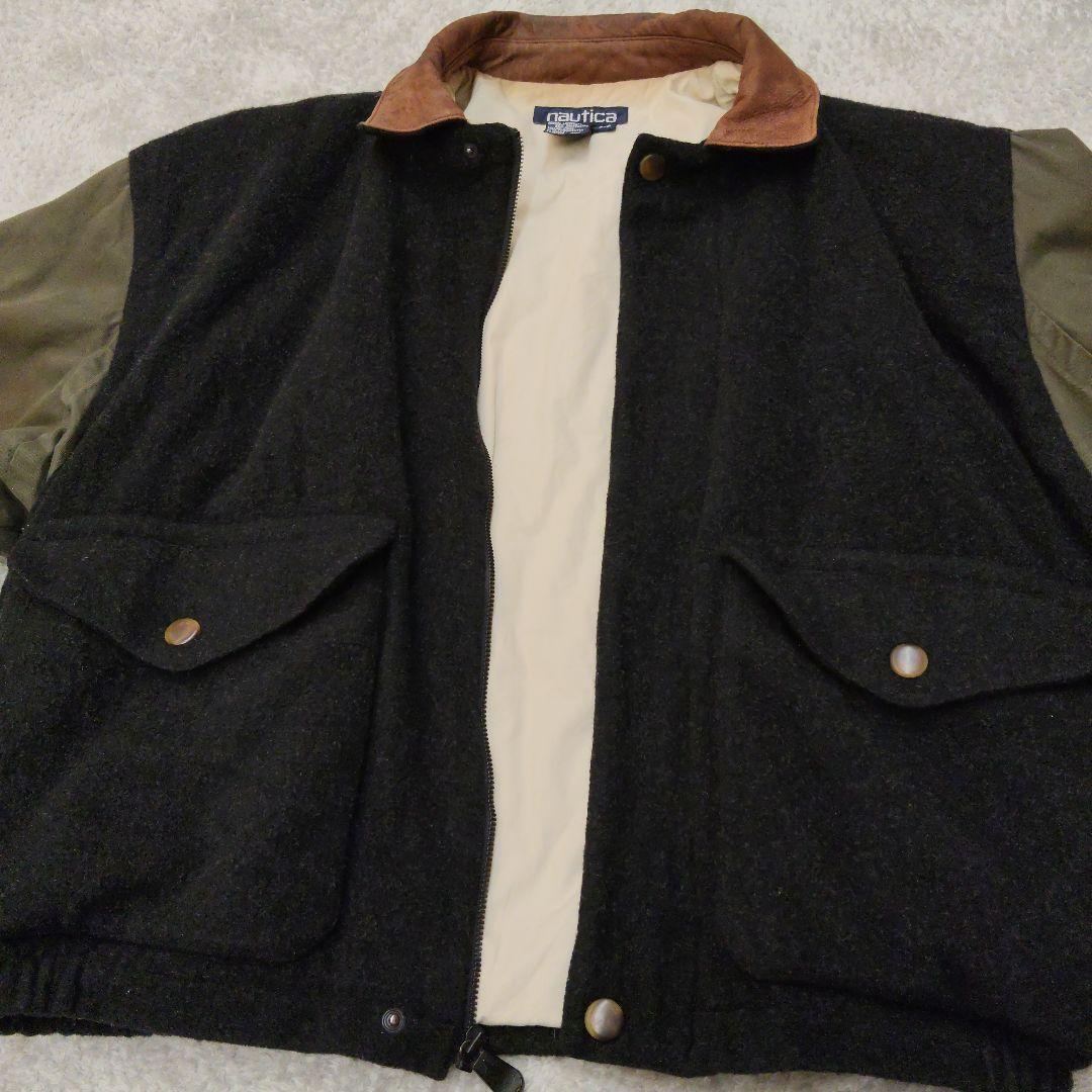 90s NAUTICA A-2 ウールレザーマルチジャケット　Sサイズ