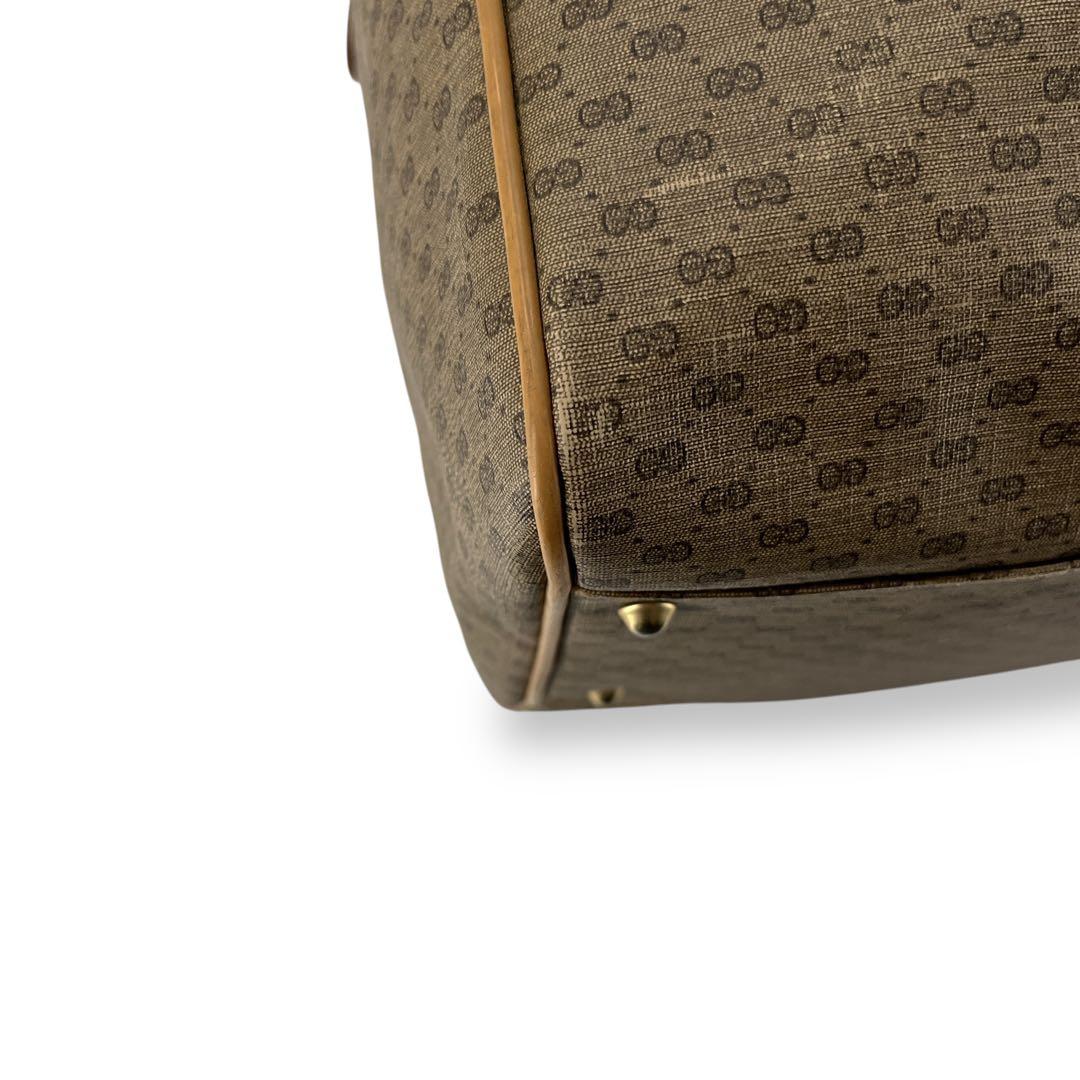 オールドグッチ　マイクロGG ボストンバッグ　シェリーライン　ブラウン　PVC