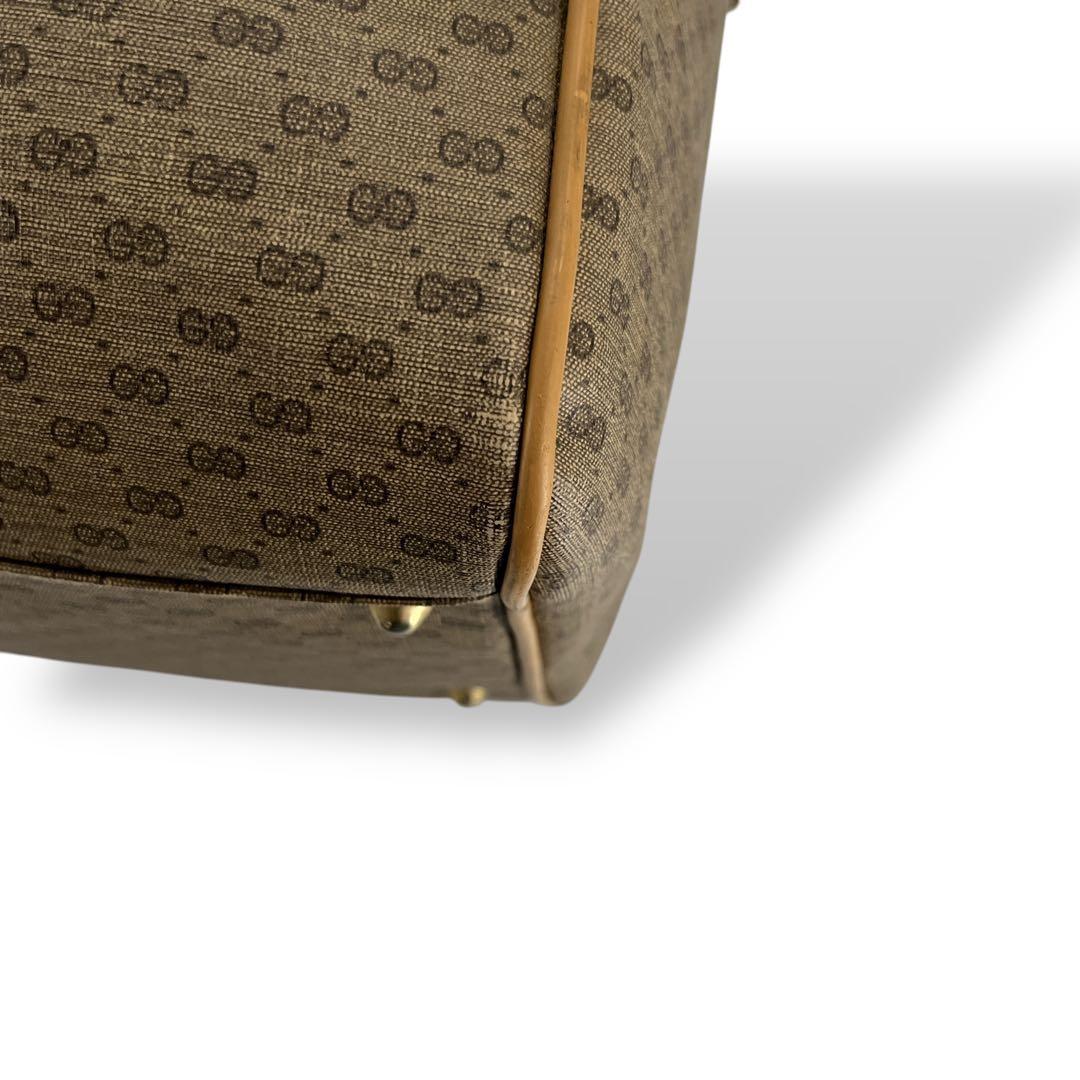 オールドグッチ　マイクロGG ボストンバッグ　シェリーライン　ブラウン　PVC