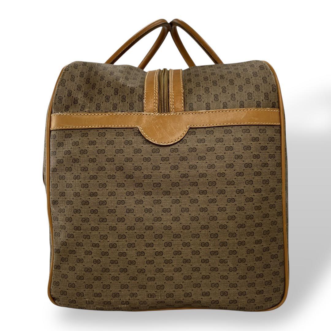 オールドグッチ　マイクロGG ボストンバッグ　シェリーライン　ブラウン　PVC