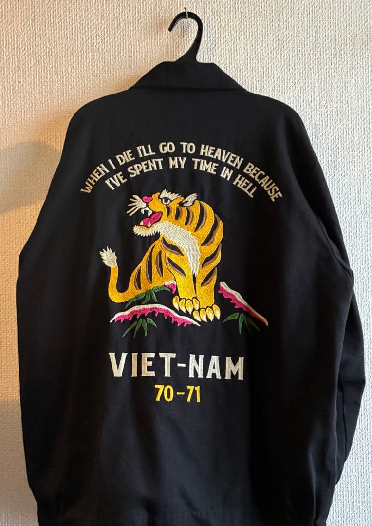 HOUSTON スーベニアジャケット 刺繍 ブラック Lサイズ