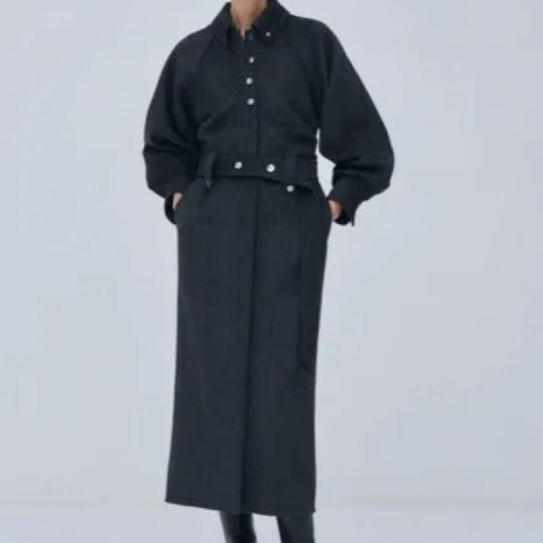 新品未使用　ローブブランBelted Wool Shirt Dress Mグレー