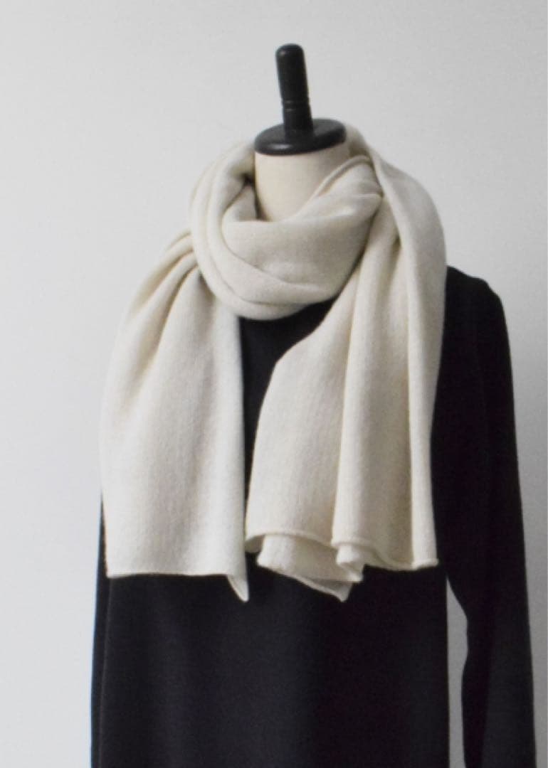訳ありevameva カシミヤストール アイボリーホワイト