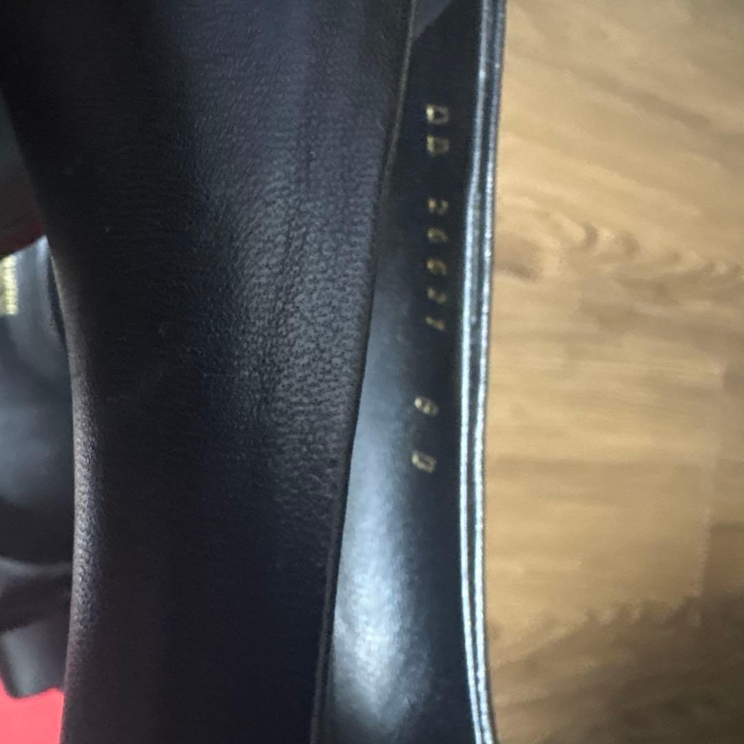 フェラガモ リボンパンプス　ラウンド　ブラック　裏張り済み　太ヒール