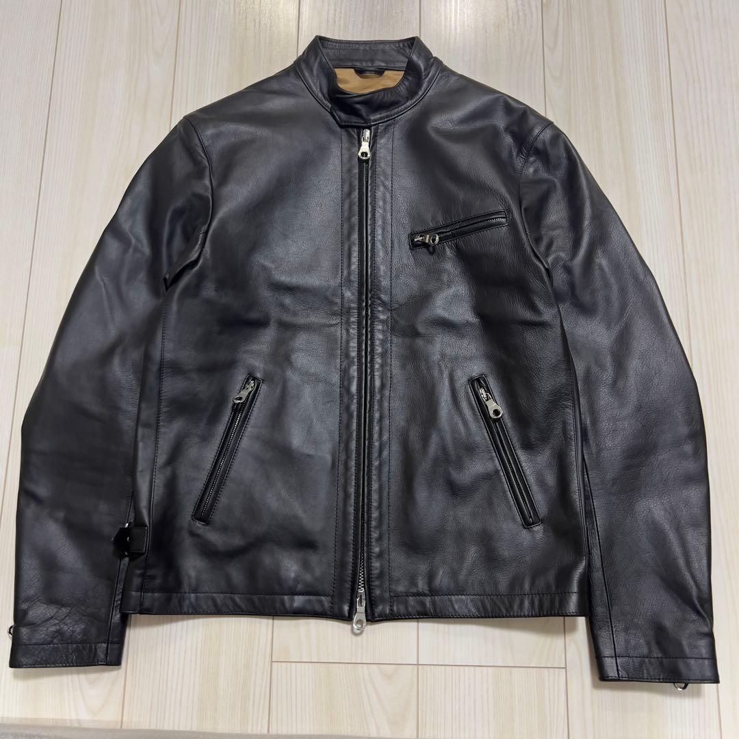 未使用級 チンクアンタ ホースハイド レザー シングルライダースジャケット 黒