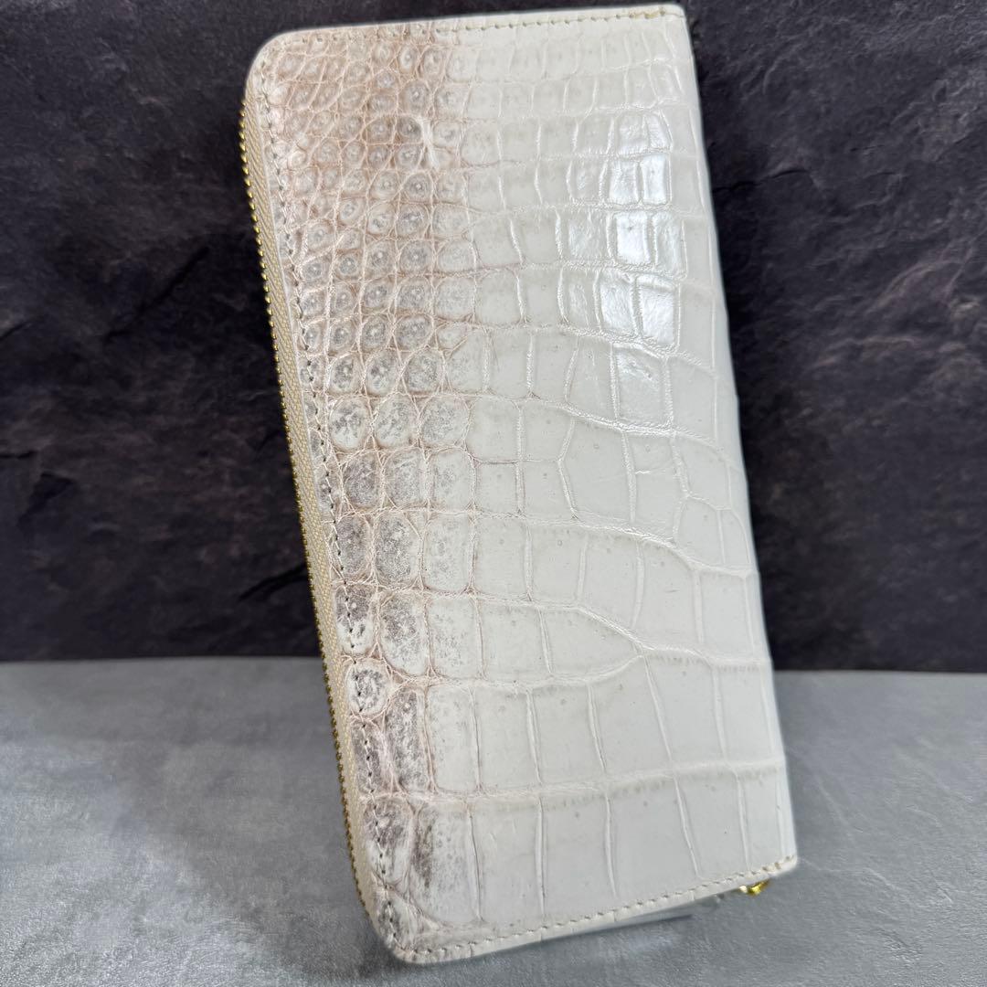 ヒマラヤ クロコダイル 長財布 本革 希少 メンズ レディース ホワイト