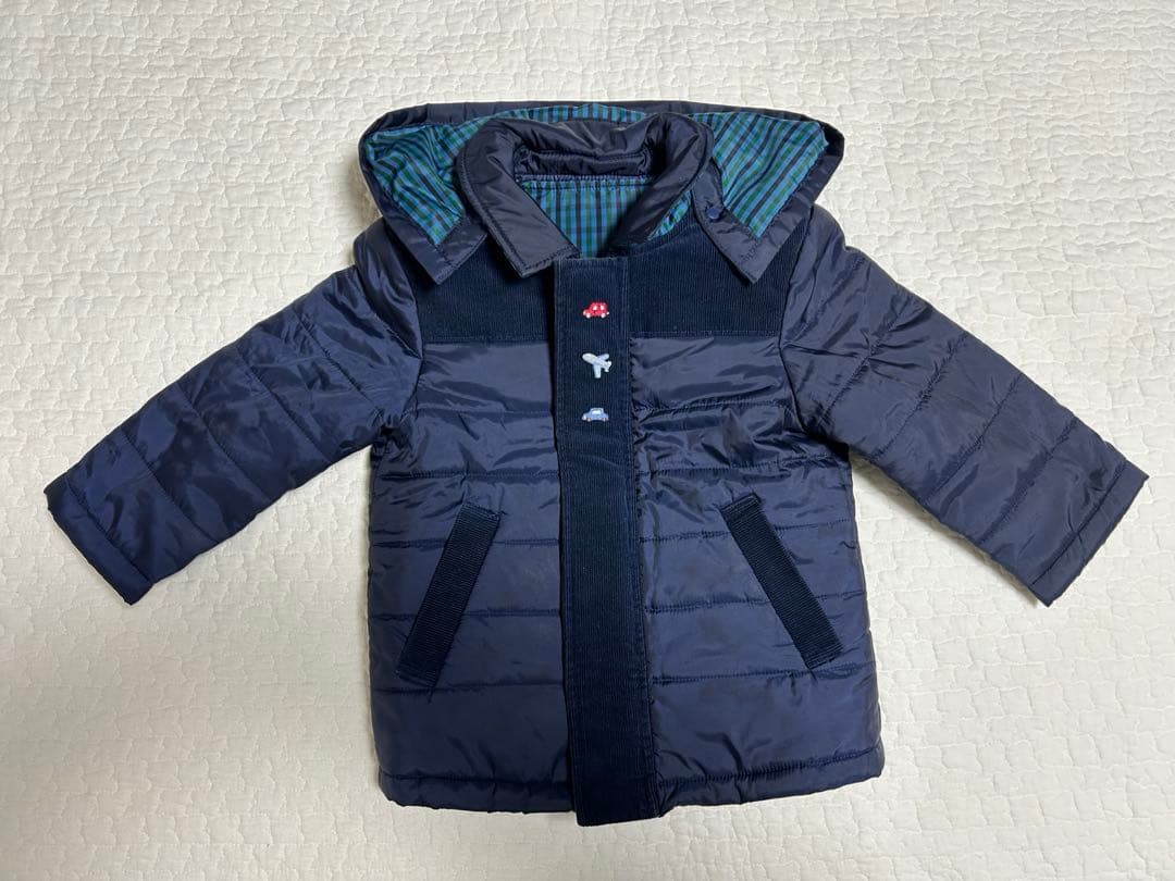 familiar ネイビー 中綿コート　90㎝　取り外しベスト付き　アウター