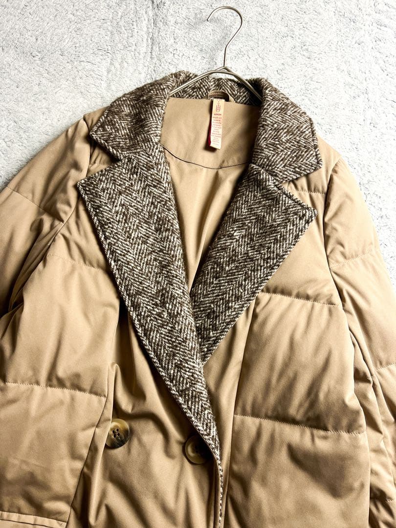 【YOSOOU】ヘリンボーン切替 ダブルブレストダウンジャケット