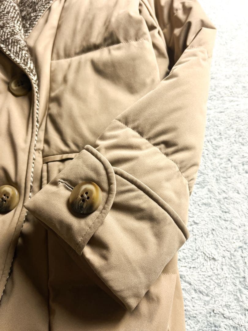 【YOSOOU】ヘリンボーン切替 ダブルブレストダウンジャケット