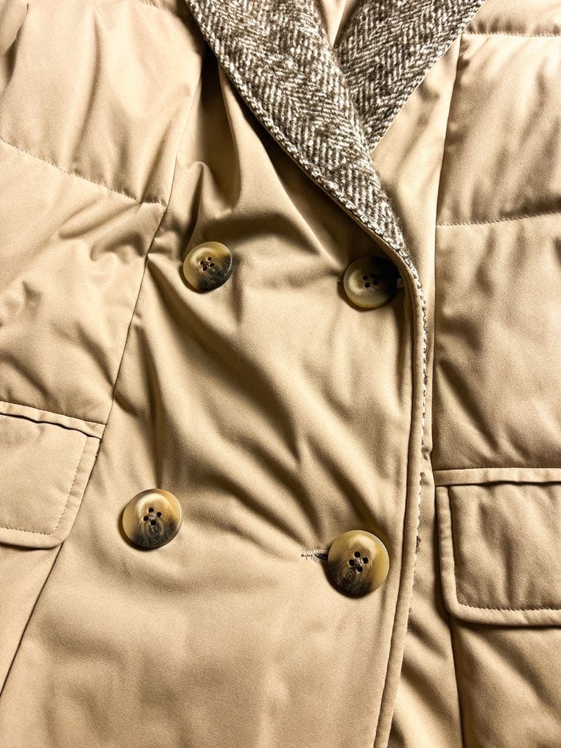 【YOSOOU】ヘリンボーン切替 ダブルブレストダウンジャケット