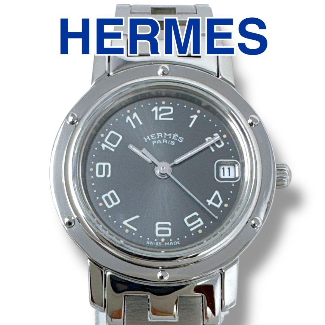 エルメス クリッパー CL4.210 ブラック 黒 QZ レディース 時計 美品