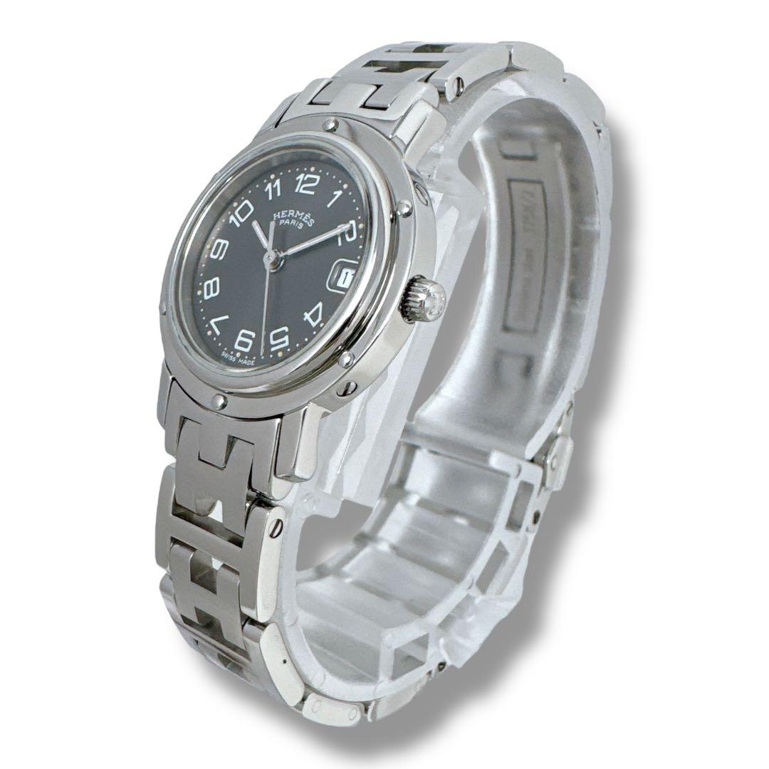 エルメス クリッパー CL4.210 ブラック 黒 QZ レディース 時計 美品