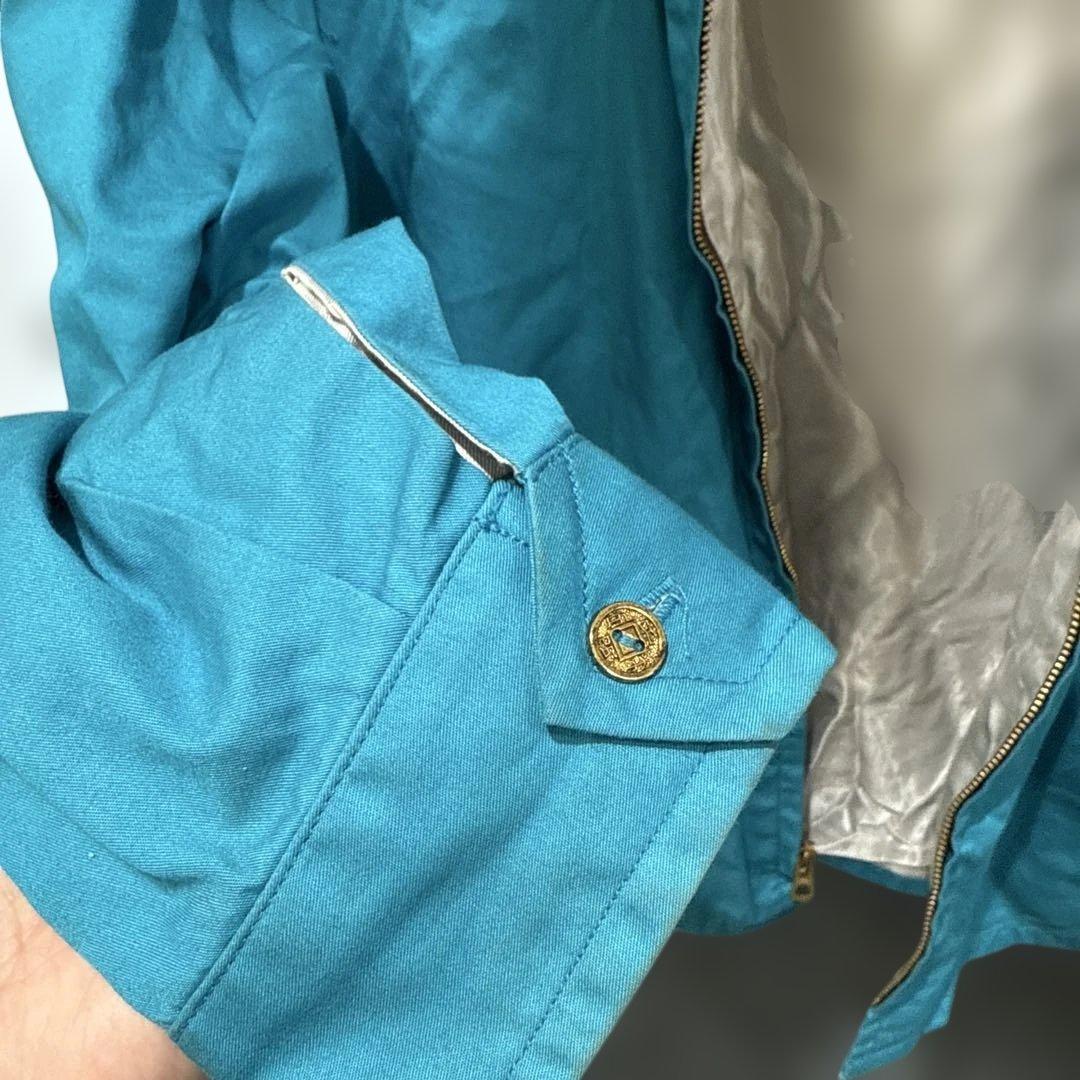 青色 スカジャン 虎と福の刺繍　ベトジャン