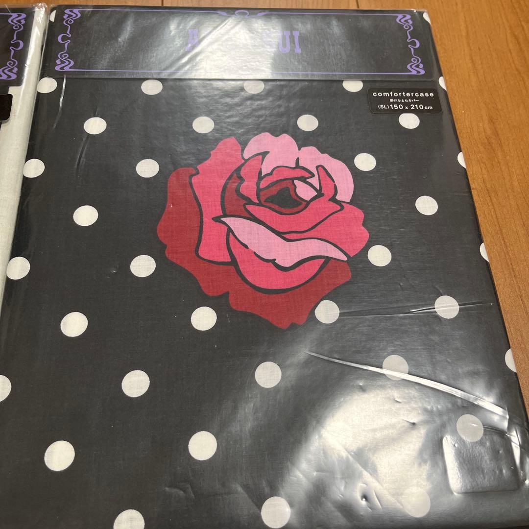 新品　アナスイ　ベッドリネン　３点セット　ブラック　ドットローズ　西川産業