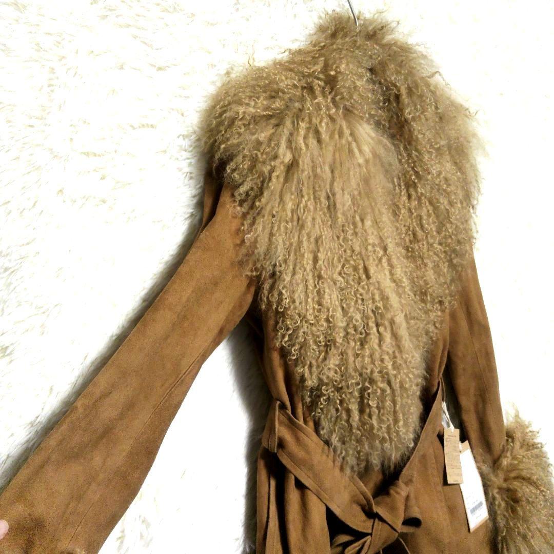 タグ付き　キャサリンハムネットロンドン　ファー　スエード　レザージャケット　M