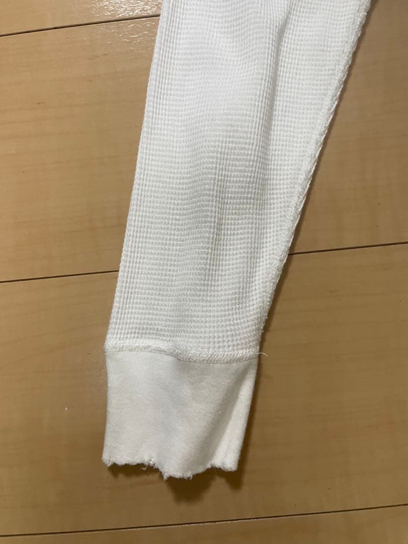 1 ANCELLM　ダメージ　ワッフル　ロンT　白　新品　アンセルム