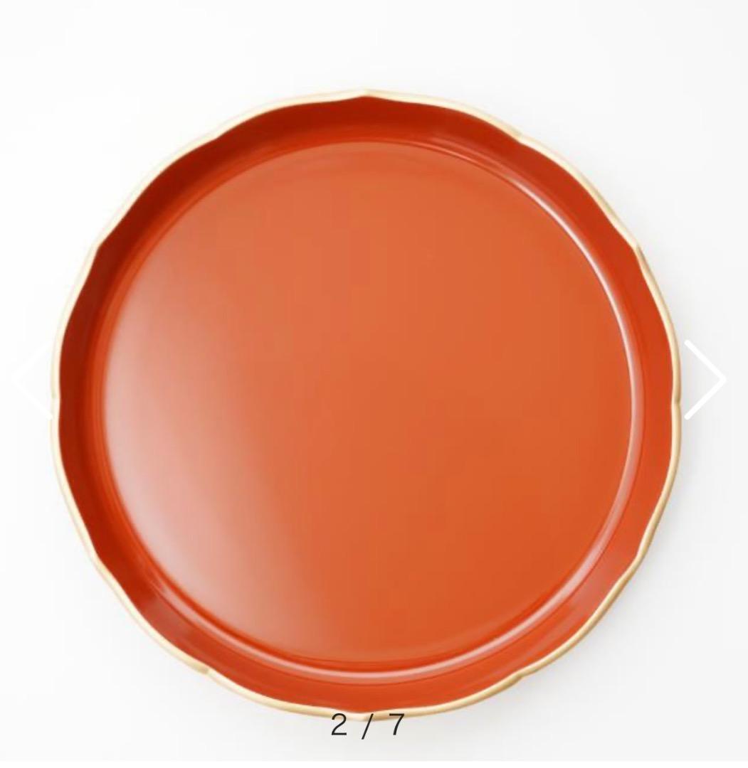 【新品】輪花皿 柿朱縁金／白縁金　4枚セット　 FOURGRACEオリジナル