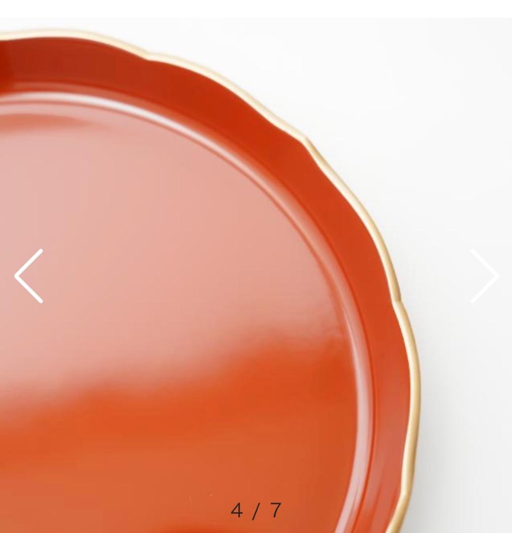 【新品】輪花皿 柿朱縁金／白縁金　4枚セット　 FOURGRACEオリジナル