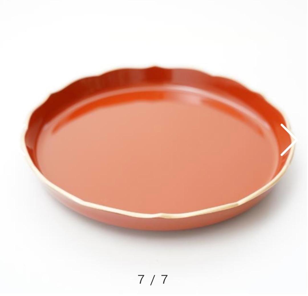 【新品】輪花皿 柿朱縁金／白縁金　4枚セット　 FOURGRACEオリジナル