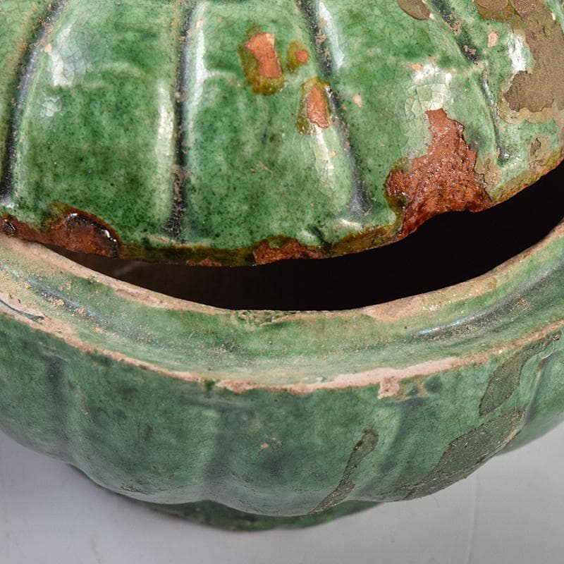 中国　漢緑釉　香合　時代箱付　C　R7980