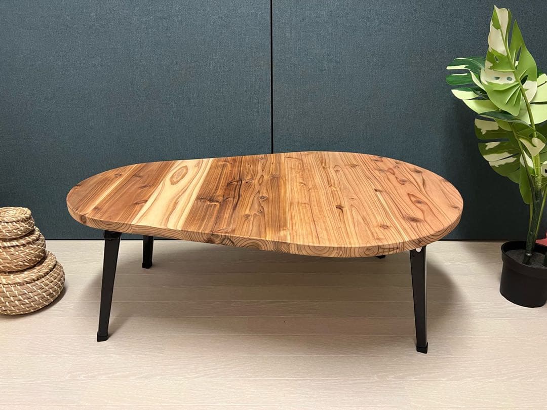 【送料無料】 ローテーブル だるま形 90cm 60cm 杉 折りたたみ脚