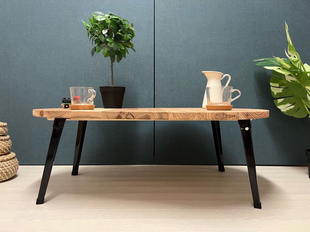 【送料無料】 ローテーブル だるま形 90cm 60cm 杉 折りたたみ脚