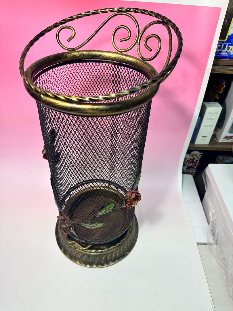 希少 メタル製 花装飾 傘立てレトロ バラ おしゃれ