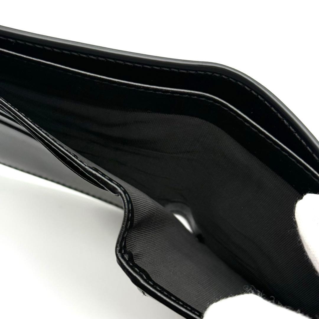 新品✨ GGマーモント レザー コンパクト ウォレット 二つ折り 財布 ブラック