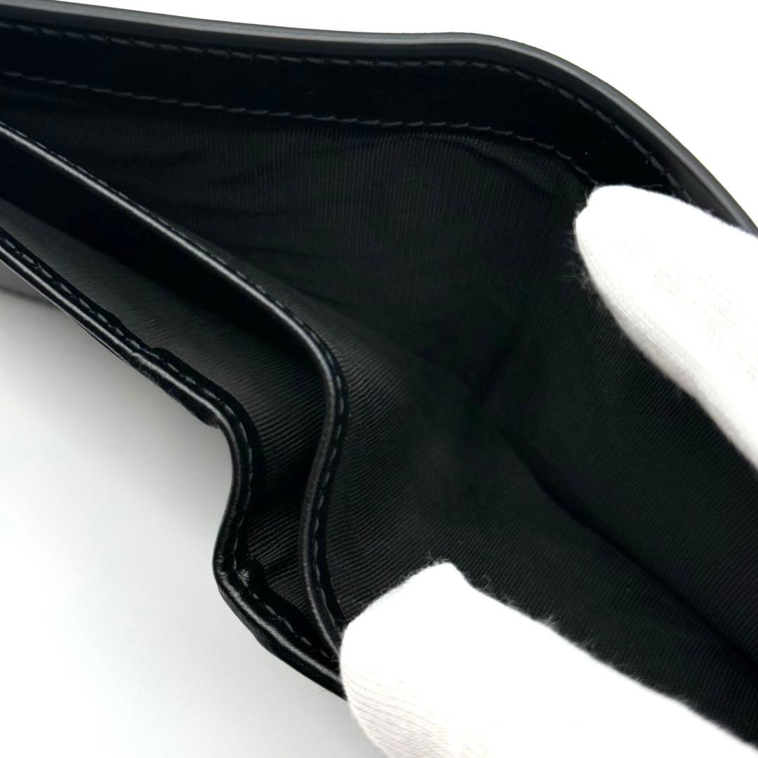 新品✨ GGマーモント レザー コンパクト ウォレット 二つ折り 財布 ブラック