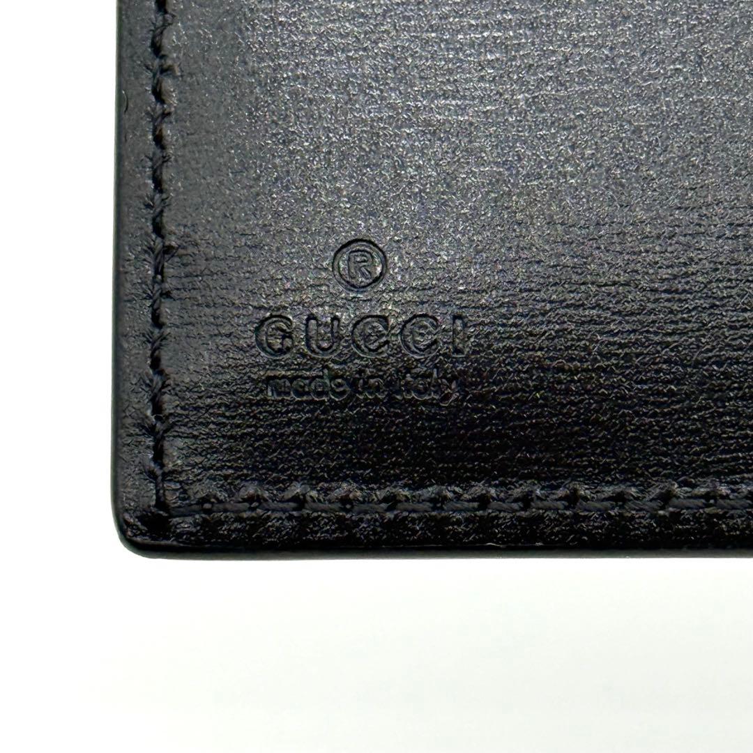新品✨ GGマーモント レザー コンパクト ウォレット 二つ折り 財布 ブラック