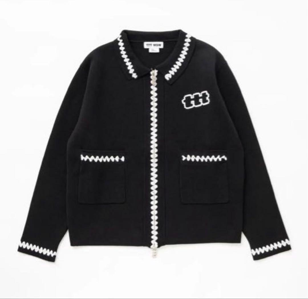 ttt_msw Knit polo cardigan（BLACK）