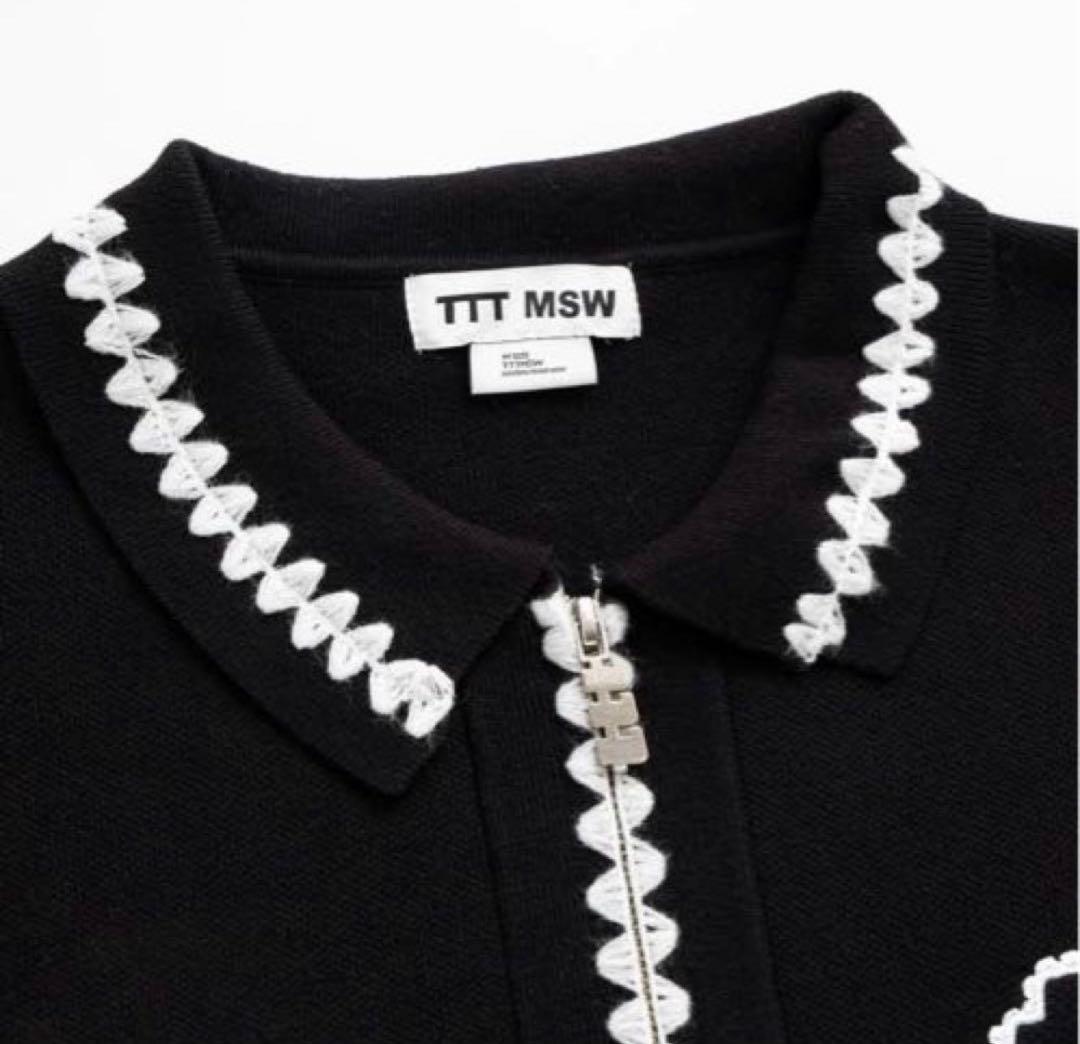ttt_msw Knit polo cardigan（BLACK）