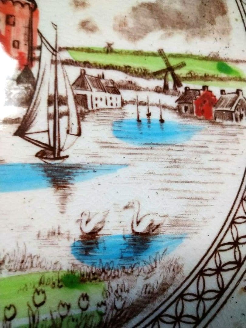 ♥６０年前のアンティーク・ヴィンテージ♦コレクション品【オランダ城風景】大皿２皿