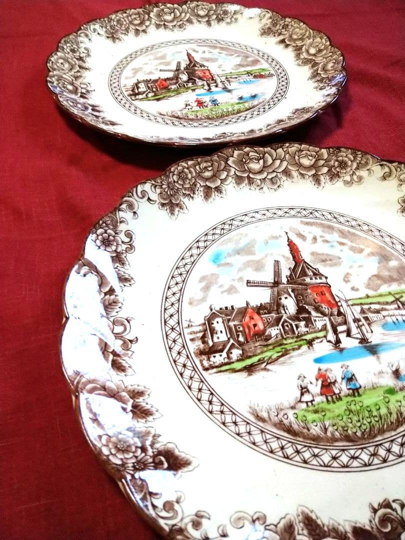 ♥６０年前のアンティーク・ヴィンテージ♦コレクション品【オランダ城風景】大皿２皿