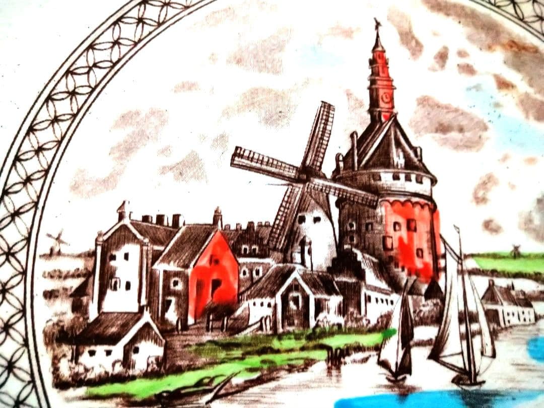 ♥６０年前のアンティーク・ヴィンテージ♦コレクション品【オランダ城風景】大皿２皿