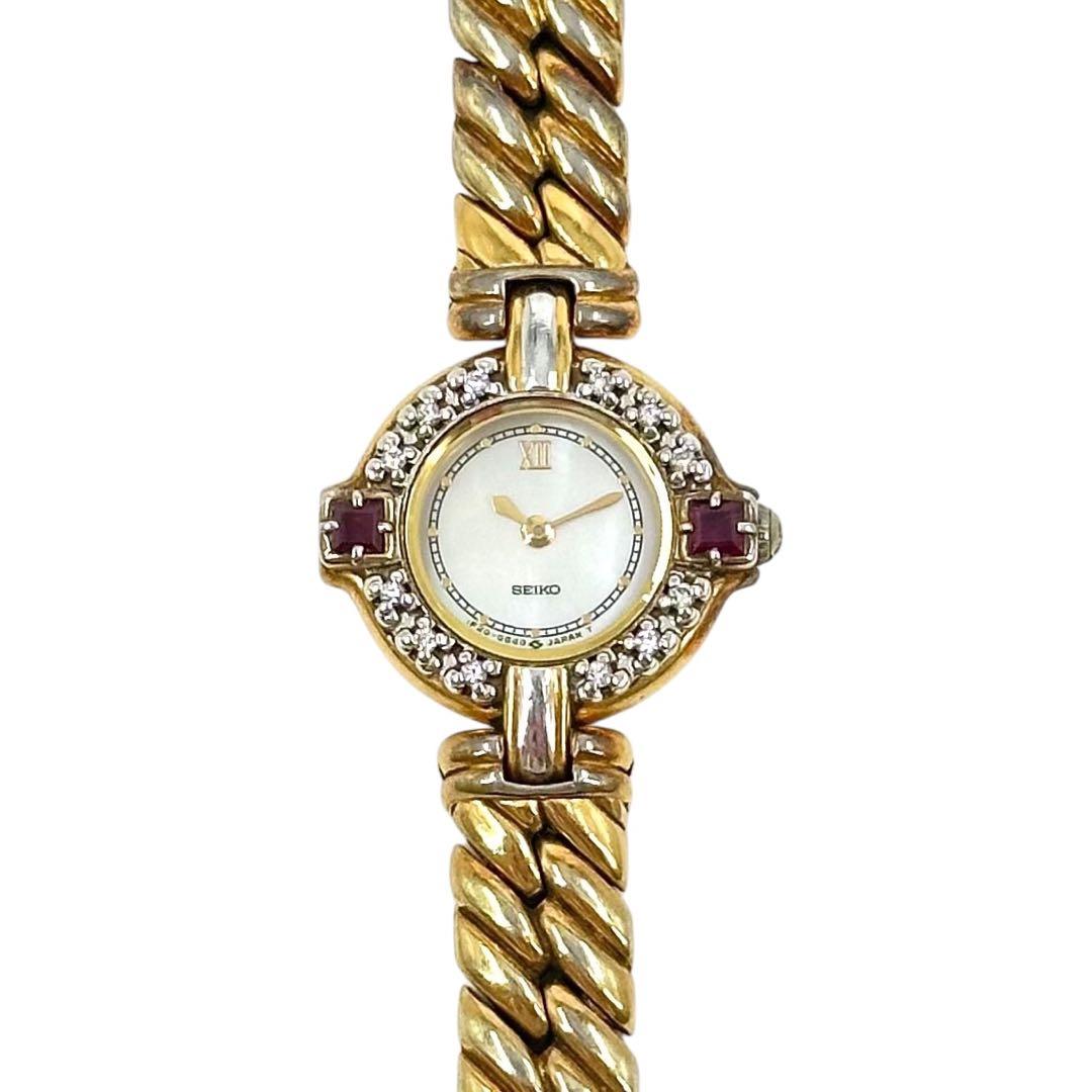 セイコー 腕時計 エクセリーヌ ルビー ダイヤ 1F20-0B70 ゴールド