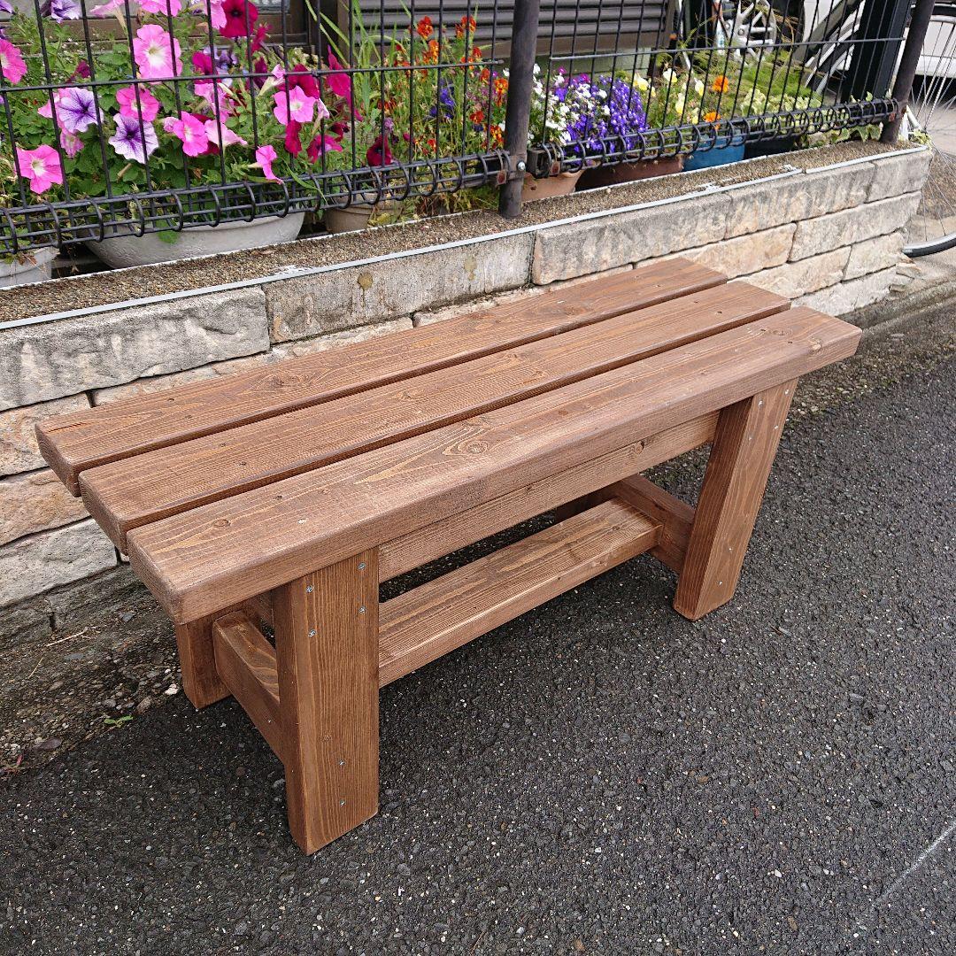 ベンチ　木製　８７cmタイプ　高さ３７cm　丈夫　多目的　椅子　スツール 屋外用