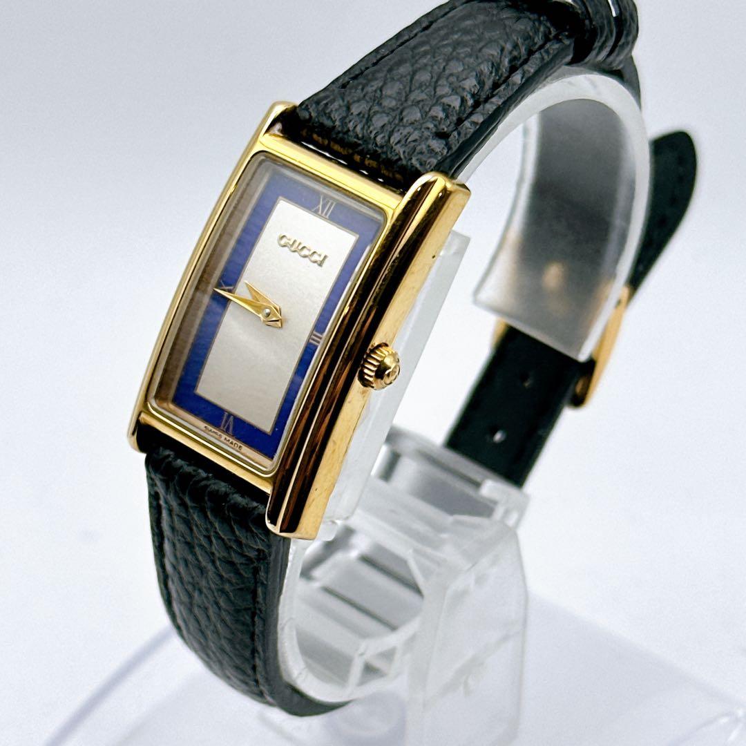 美品 稼動品 GUCCI グッチ 2600L レディース腕時計 ゴールド 青