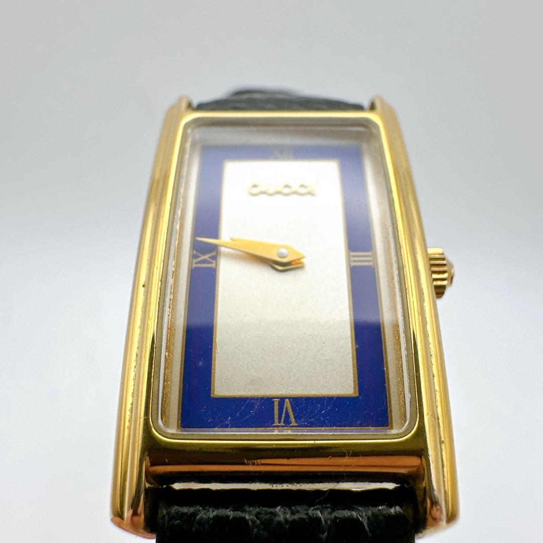 美品 稼動品 GUCCI グッチ 2600L レディース腕時計 ゴールド 青
