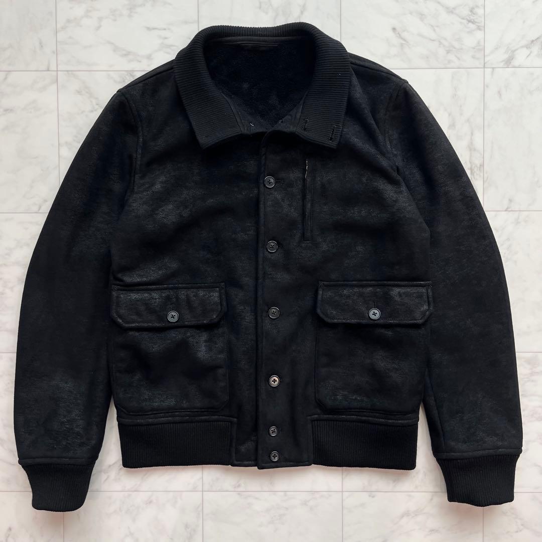 BEAMS y2k スエードブルゾン 裏ボア　短丈 スタジャン風　黒
