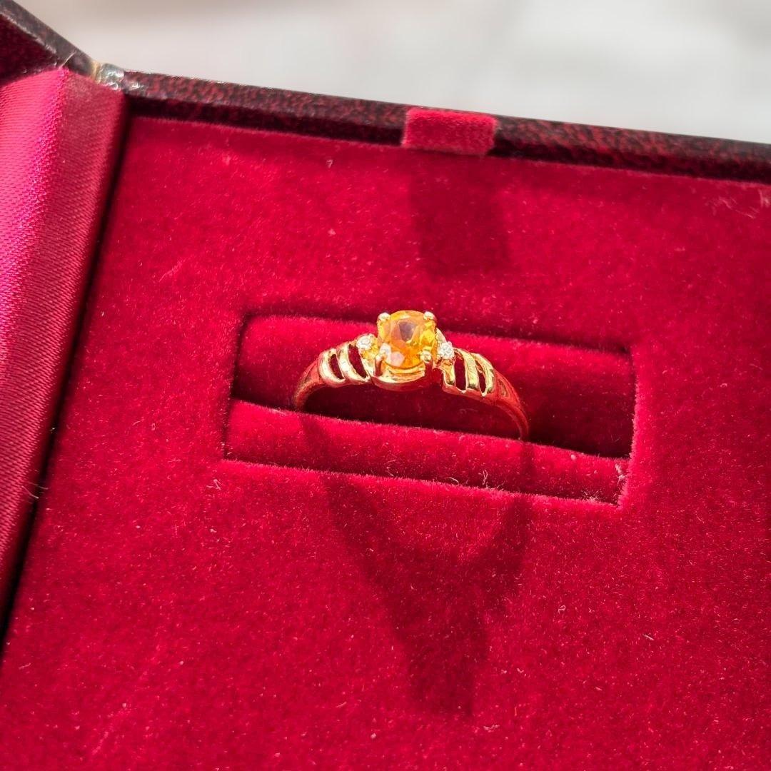 美品 K18 シトリントパーズ ダイヤ リング 13号程