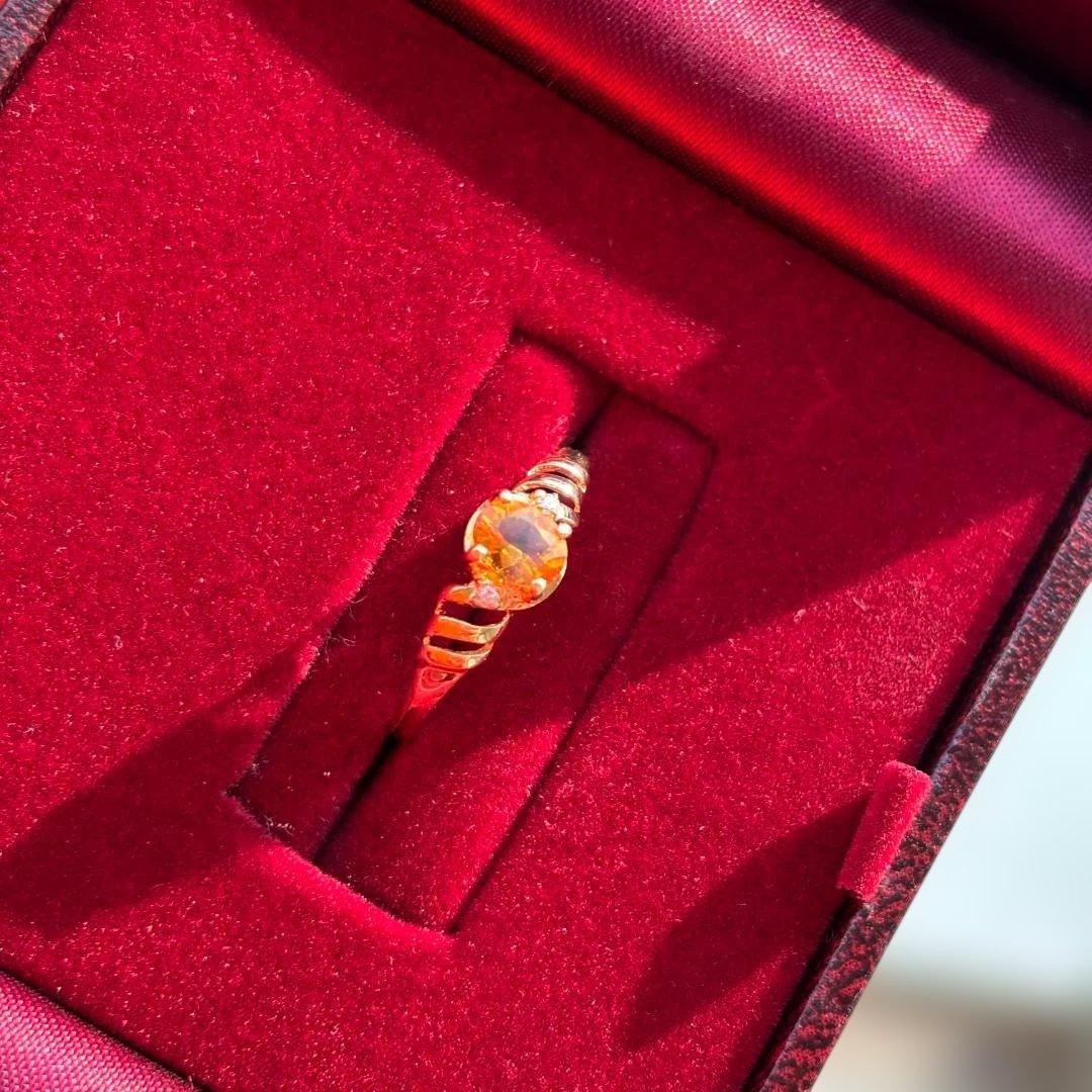 美品 K18 シトリントパーズ ダイヤ リング 13号程