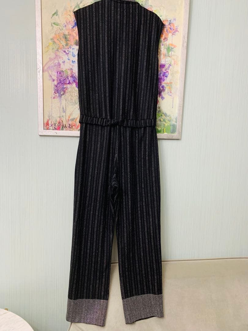 【美品】EMPORIO ARMANI ストライプオールインワン 40